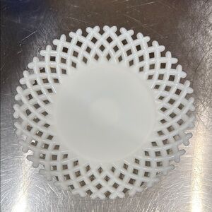 Elegant Midcentury White Milkglass Lattice Plate